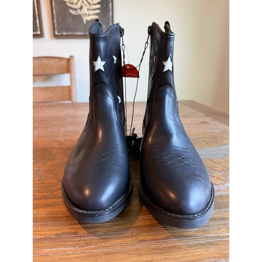 NEW Wonder Nation Kids Black Star West Western Cowboy Boots 6 Cowgirl Rodeo Kids